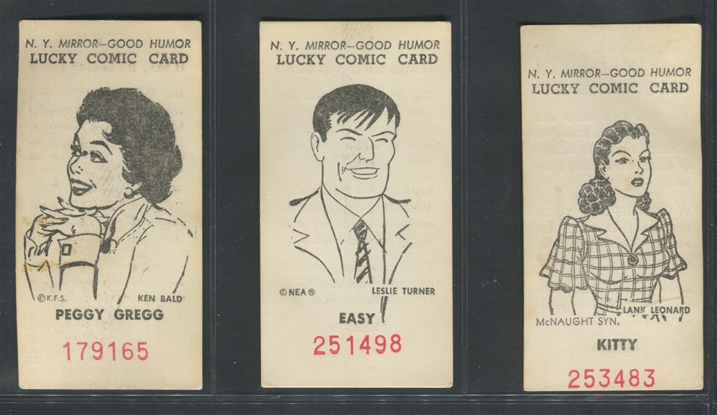 F69 Good Humor Ice Cream NY Mirror Lucky Comic Card Lot of (3) Cards
