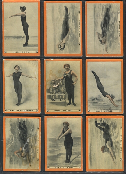 T221 Pan Handle Scrap Champion Women Swimmers Lot of (9) Cards