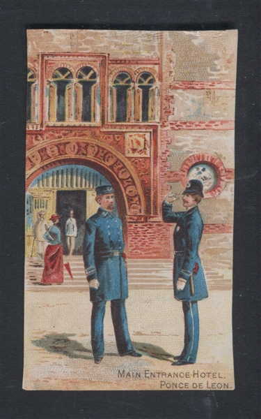 N281 Buchner American Scenes With a Policeman TOUGH THIN Variation Main Entrance Hotel Ponce De Leon