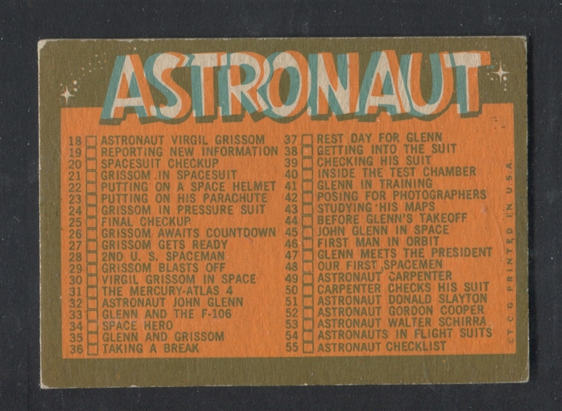 1963 Topps Astronauts Checklist #55 VGEX