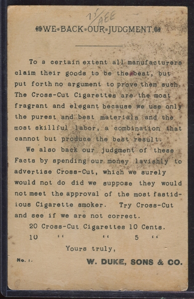 Duke Cross Cut Cigarettes Advertising Cards Lot of (5) 