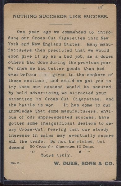 Duke Cross Cut Cigarettes Advertising Cards Lot of (5) 