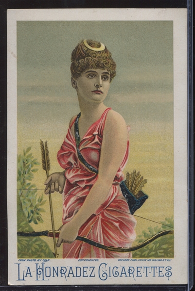 Colorful La Honradez Cigarettes Trade Card Picturing Diana/Artemis?