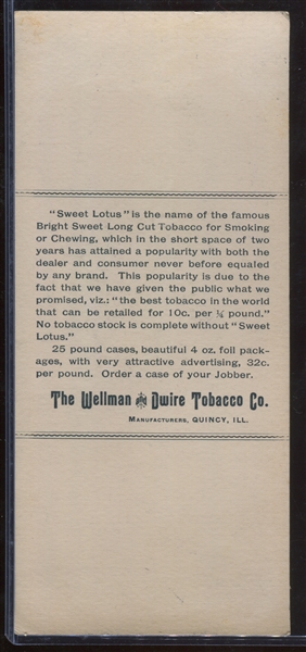 Great Wellman & Dwire Sweet Lotus Tobacco Trade Card Pair