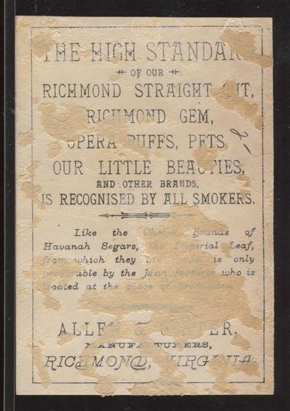Great Allen & Ginter Richmond Gem Trade Card lot of (5)