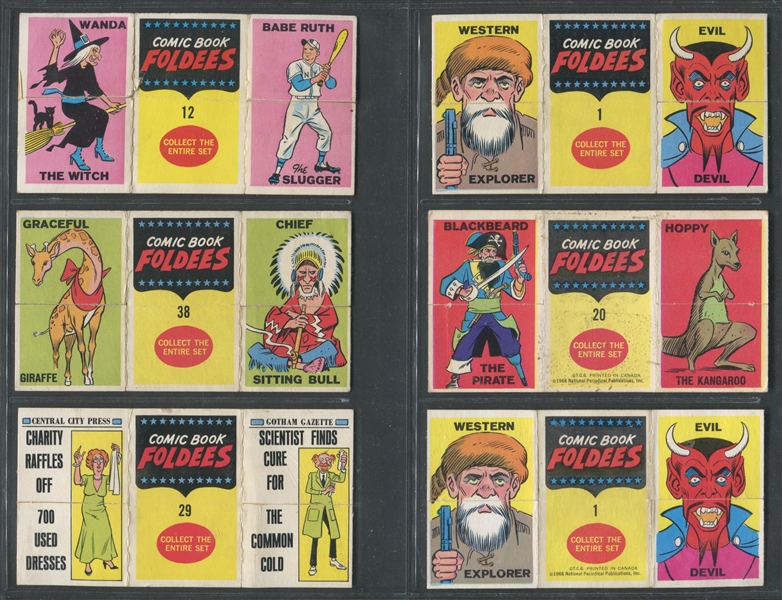 1966 Comic Book Foldees Lot of (6) Cards with Babe Ruth and (2) #1 Cards