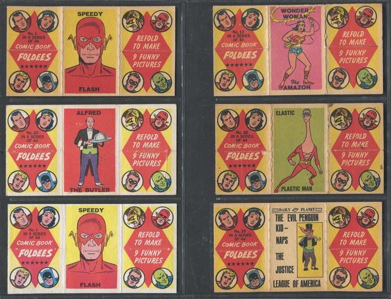 1966 Comic Book Foldees Lot of (6) Cards with Babe Ruth and (2) #1 Cards