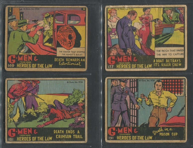 R60 Gum Inc G-Men and the Heroes of the Law Lot of (4) Tougher Lower Left Hand Skip Cards