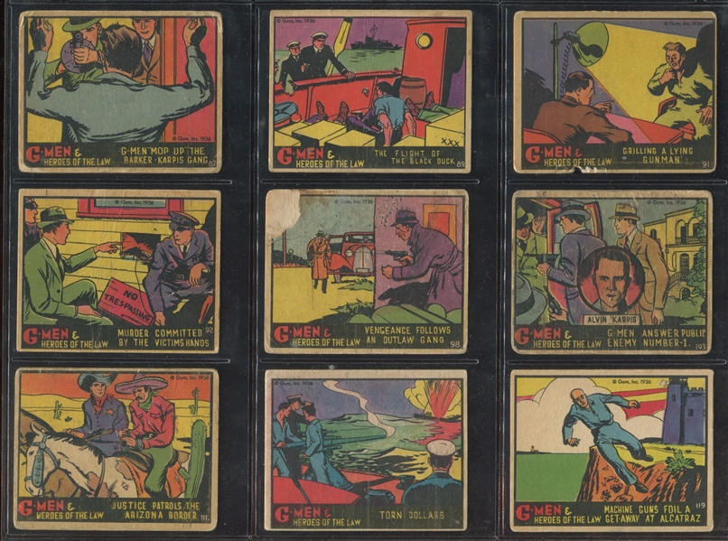 R60 Gum Inc G-Men and the Heroes of the Law Lot of (30) Clean Cards