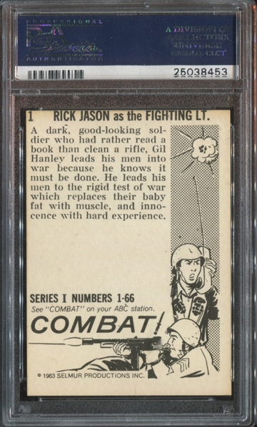 1964 Donruss Combat #1 Rick Jason as the Fighting Lt. PSA9 Mint (OC)