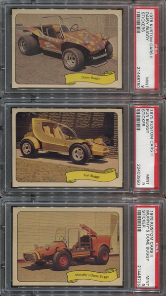 1975 Fleer Kustom Cars Stickers Lot of (3) PSA9 Mint Cards