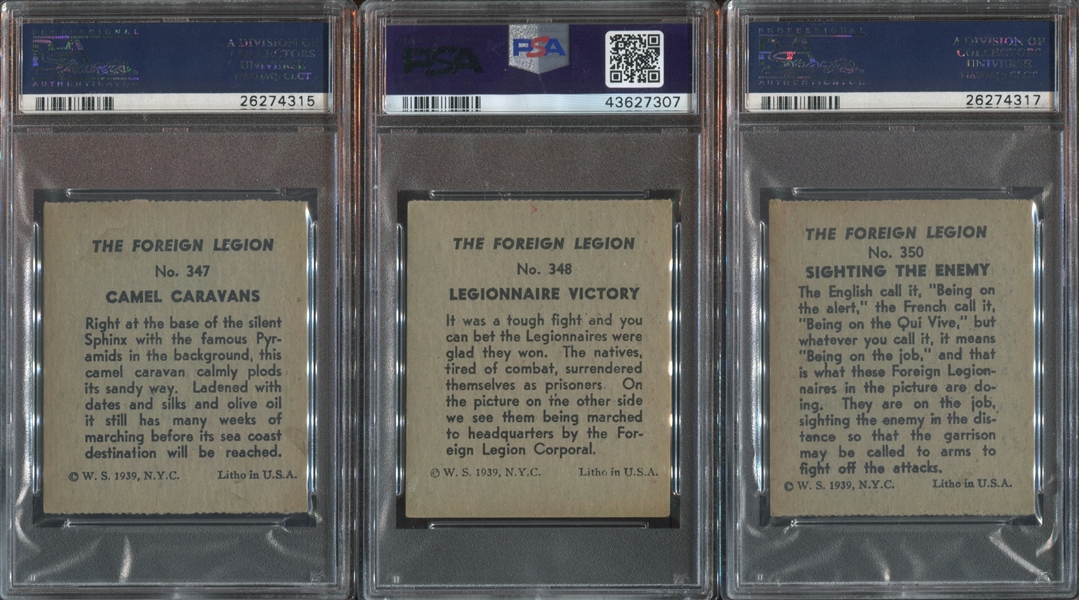 R54 W.S. Corp Foreign Legion Lot of (10) PSA-Graded Cards