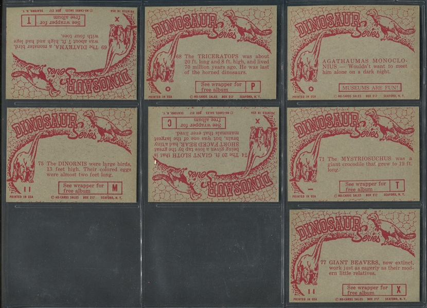 1961 Nu-Cards Dinosaurs Lot of (16) High Grade Cards