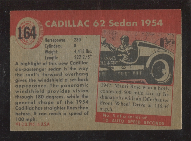 1955 Topps World On Wheels #164 Cadillac 62 Sedan HIGH NUMBER Red Back 
