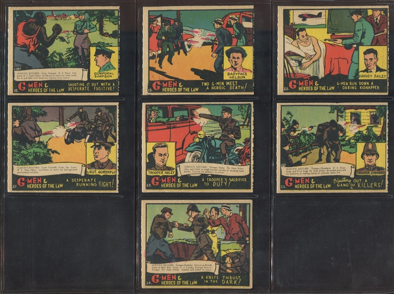 R60 Gum Inc G-Men and the Heroes of the Law Lot of (7) Mis-matched Back Cards