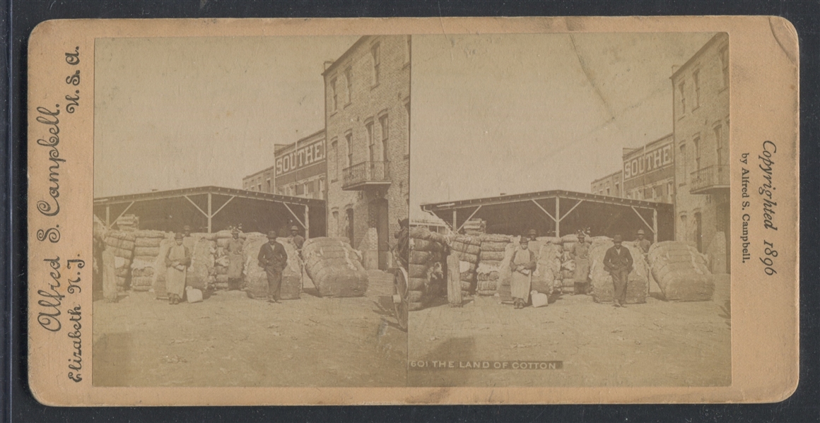 Honest Long Cut Advertising Stereoview The Land of Cotton African-American View