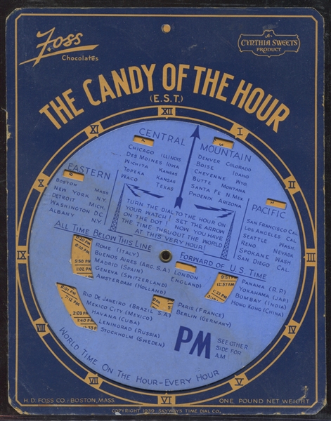 H.D. Foss The Candy of the Hour Time Zone Dial