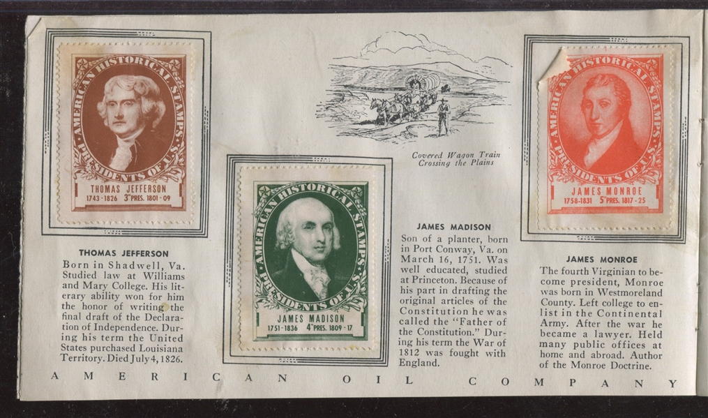 American Oil Stamp Album Presidents of the United States With Stamps