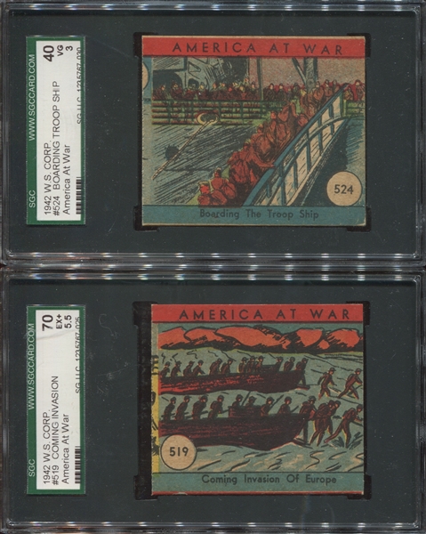 R12 W.S.N.Y. America At War Lot of (2) SGC-Graded Cards