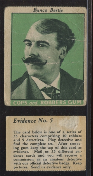 R36 Fleer Cops & Robbers #5 Bunco Bertie Card And Evidence Tab