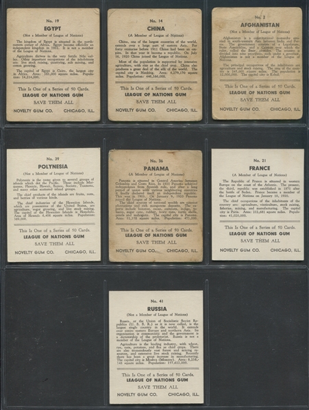 R80 Novelty Gum League of Nations Lot of (7) Cards