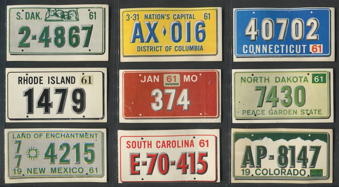 1961 Topps Sports Cars License Plates Insert Set of (20) Cards