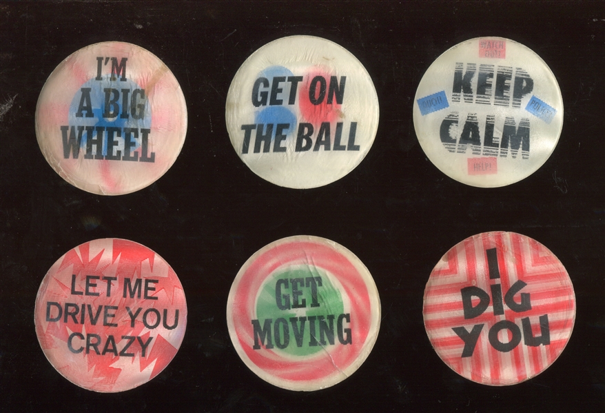 1960's Topps Go-Go Buttons Lot of (6) Different