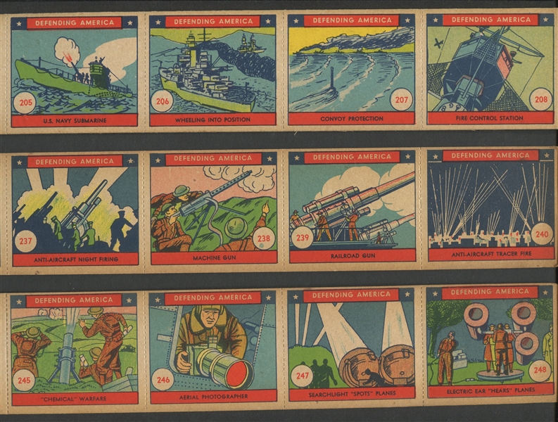 1930's Strip Card Lot of (8) Complete Strips with (70) Total Cards