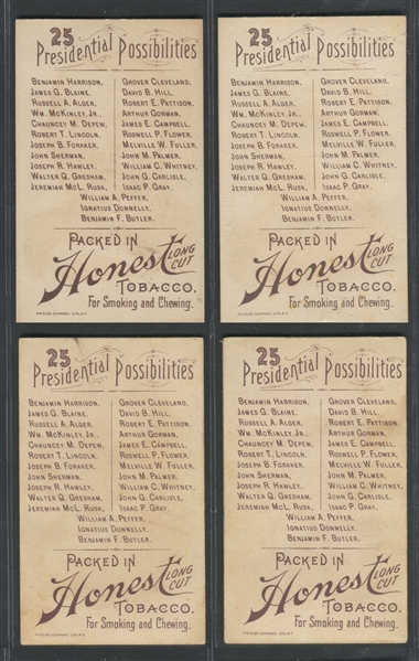 N124 Duke Honest Long Cut Presidential Possibilities Lot of (4) Cards