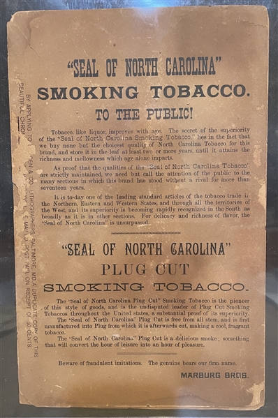 1880's Lot of (7) Marburg Seal of North Carolina Oversized Advertising Cards