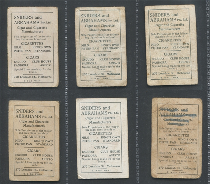 1919 Sniders & Abraham – Australian Officers & VC's “B” Lot of (12) Cards