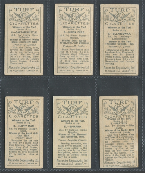1925 Boguslavsky – Winners on the Turf Lot of (6) Cards