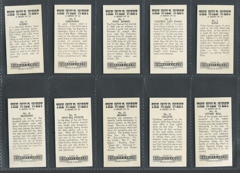 1963 Barratt (UK) – The Wild West Near Set of (19/25) cards