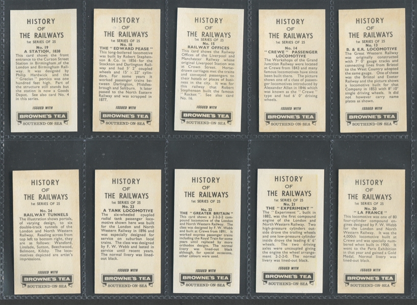 1963 Brownes Tea (UK) – History of the Railways Near Set of (20/25) cards