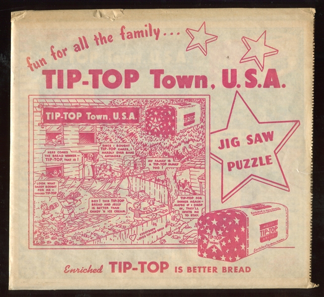 D-UNC Ward's Tip-Top Bread Tip-Top Town USA Puzzle with Wrapper