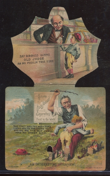 Fantastic Die Cut Old Judge Metamorphic Advertising Piece for Base Ball Cabinet Cards #1