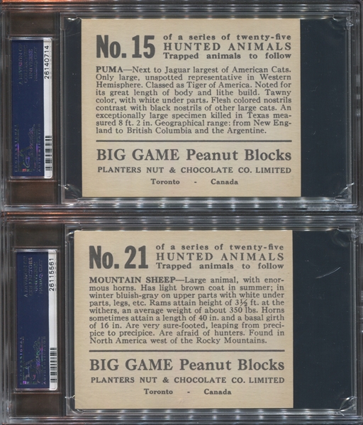 V131 Planters Hunted Animals Lot of (4) PSA5-Graded Cards