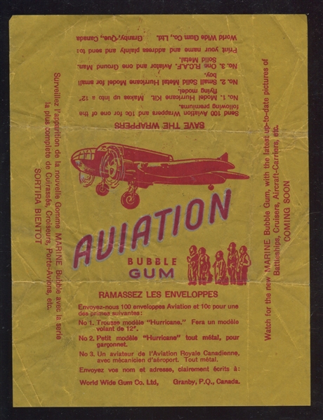 V401 World Wide Gum Company (CA) Aviation Bubble Gum Wrapper