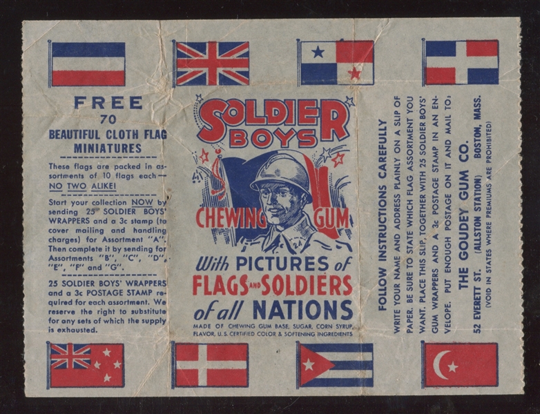 R142 Goudey Soldier Boys Wrapper