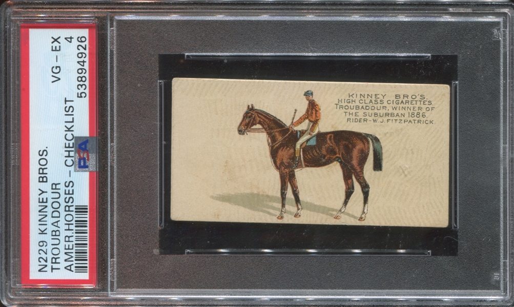 N229 Kinney American Horses Troubadour PSA4 VG-EX