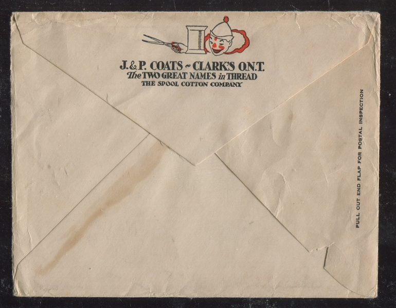 H771 J&P Coats Spool Toy Circus Mailing Envelope