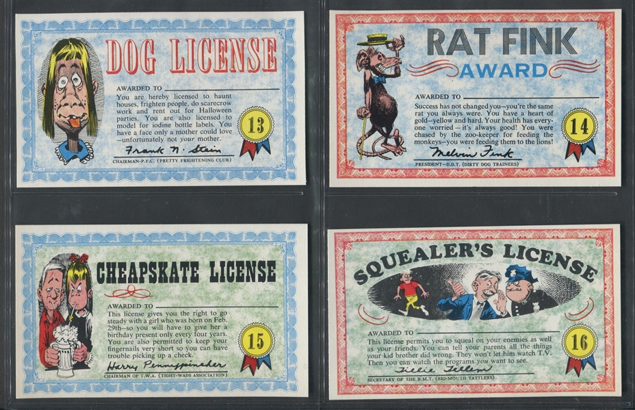 1964 Topps Nutty Awards Oversized High-Grade Complete Set of (32) Cards