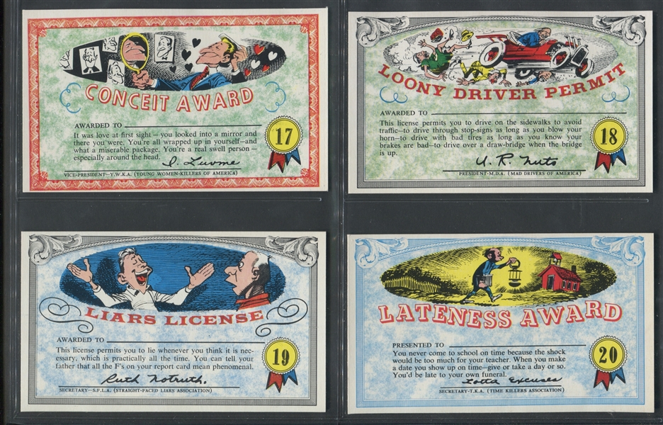 1964 Topps Nutty Awards Oversized High-Grade Complete Set of (32) Cards