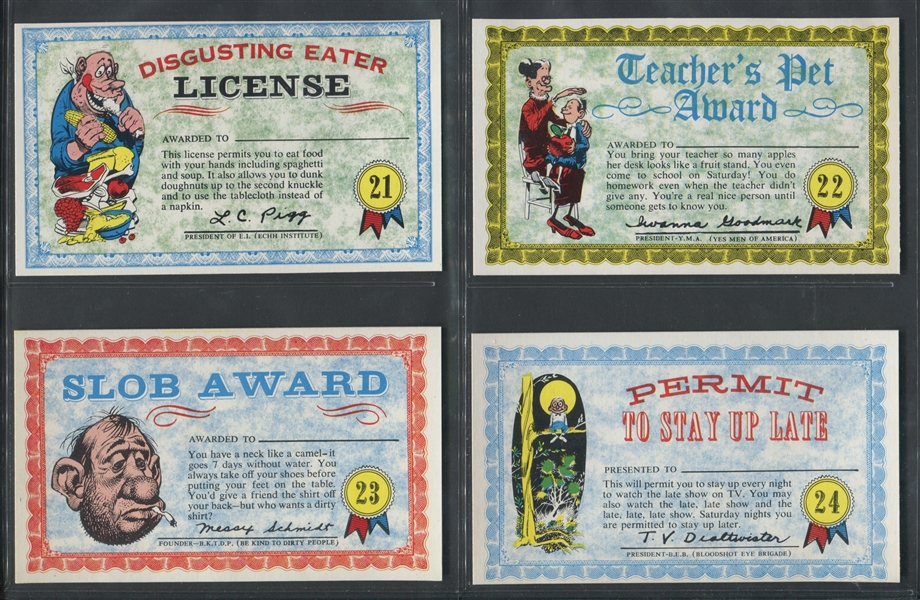 1964 Topps Nutty Awards Oversized High-Grade Complete Set of (32) Cards