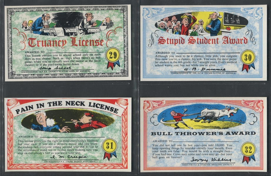 1964 Topps Nutty Awards Oversized High-Grade Complete Set of (32) Cards