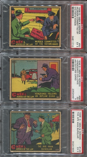 R60 Gum Inc G-Men and Heroes of the Law Lot of (6) PSA5 EX Graded Cards