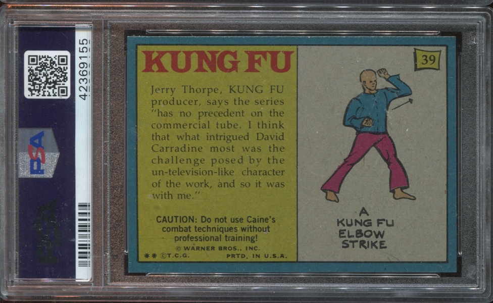 1973 Topps Kung Fu Test Issue #39 Two Hands PSA7 NM