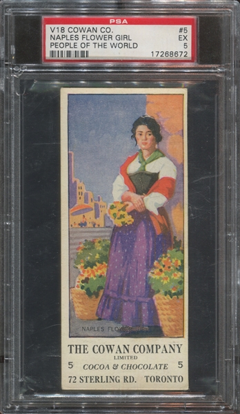 V18 Cowan Chocolates People of the World #5 Naples Flower Girl PSA5 EX 