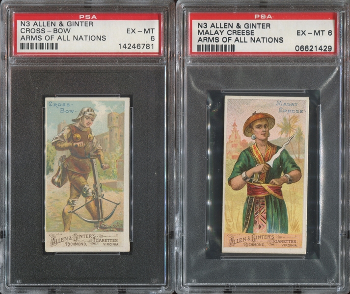 N3 Allen & Ginter Arms of All Nations Lot of (2) PSA6 EX-MT Cards