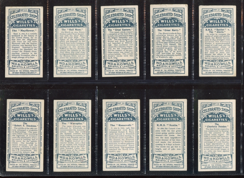 1911 Wills Celebrated Ships Complete Set of (50) Cards
